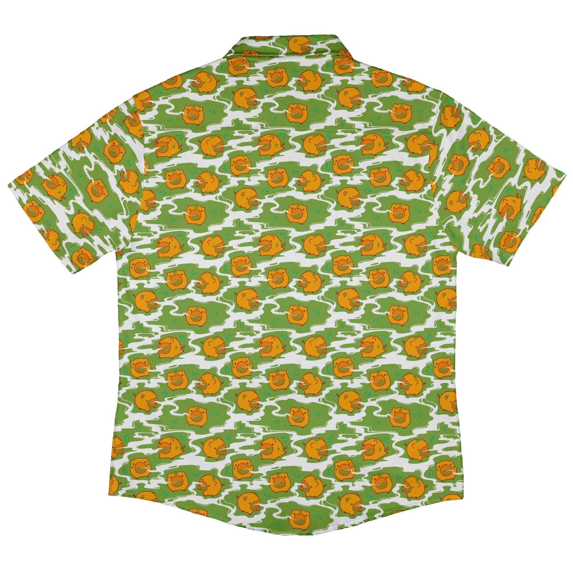 Kawaii Piglets Incense Green Button Up Shirt - adult sizing - Anime - Design by Ardi Tong