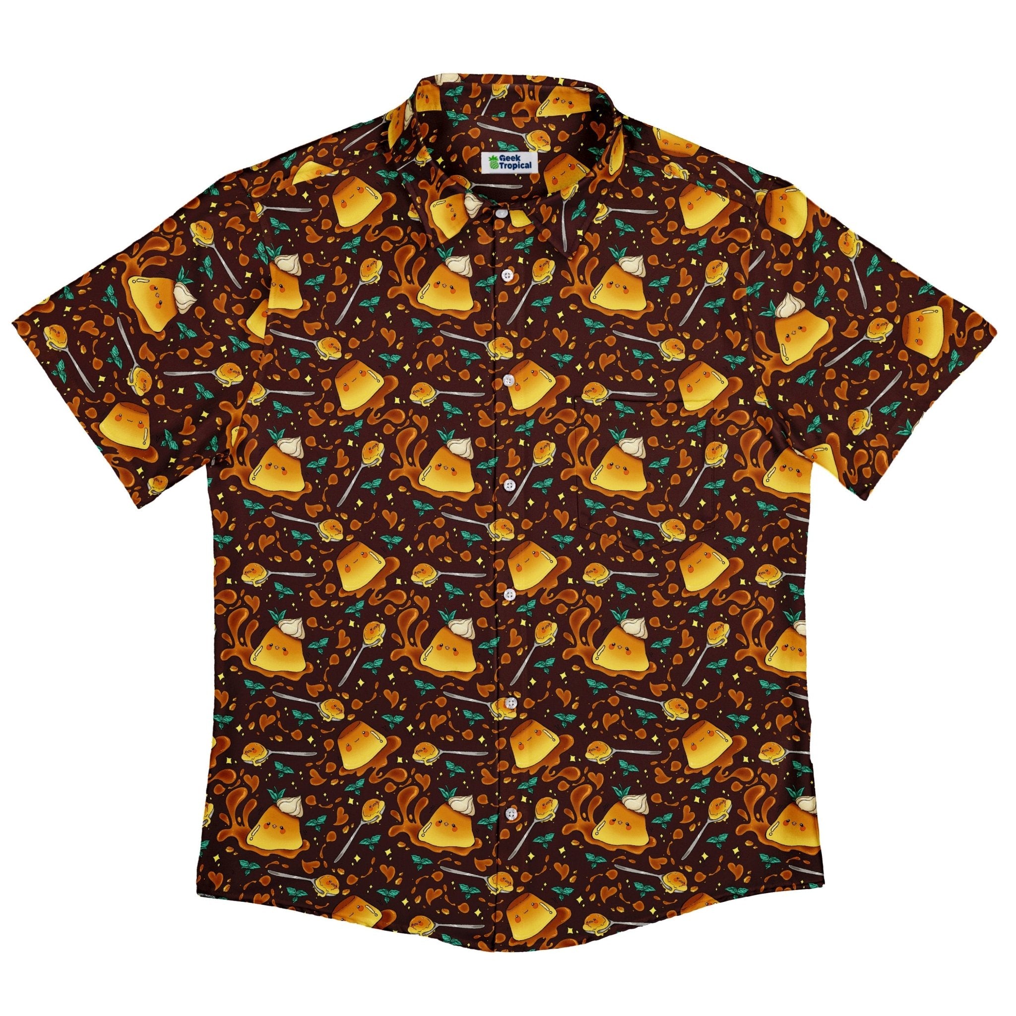 Kawaii Purin Pudding Caramel Button Up Shirt - adult sizing - Anime - Design by Ardi Tong