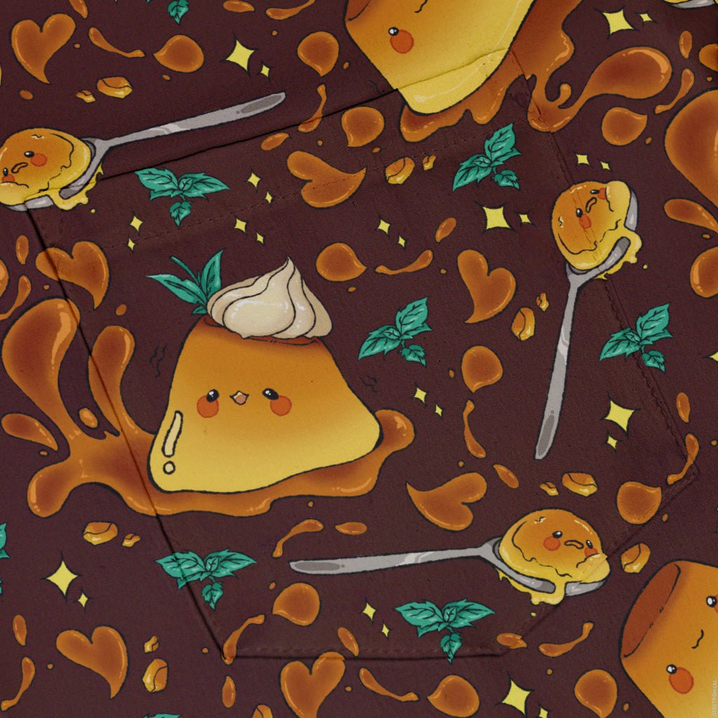 Kawaii Purin Pudding Caramel Button Up Shirt - adult sizing - Anime - Design by Ardi Tong