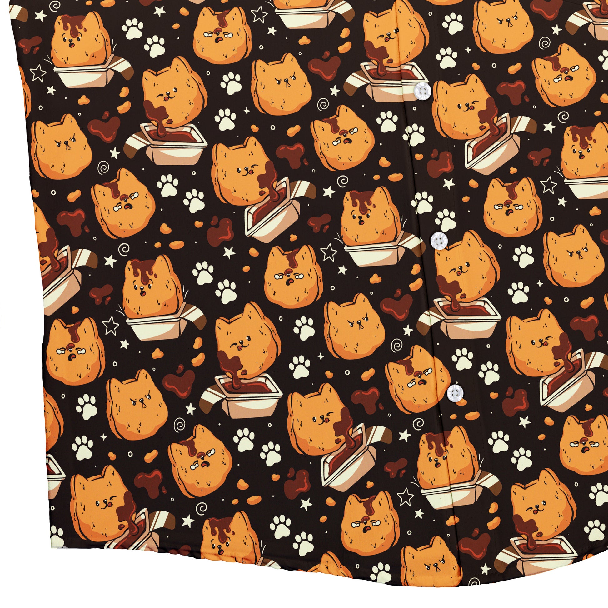 Kitten Nuggets Button Up Shirt Bottom Corner