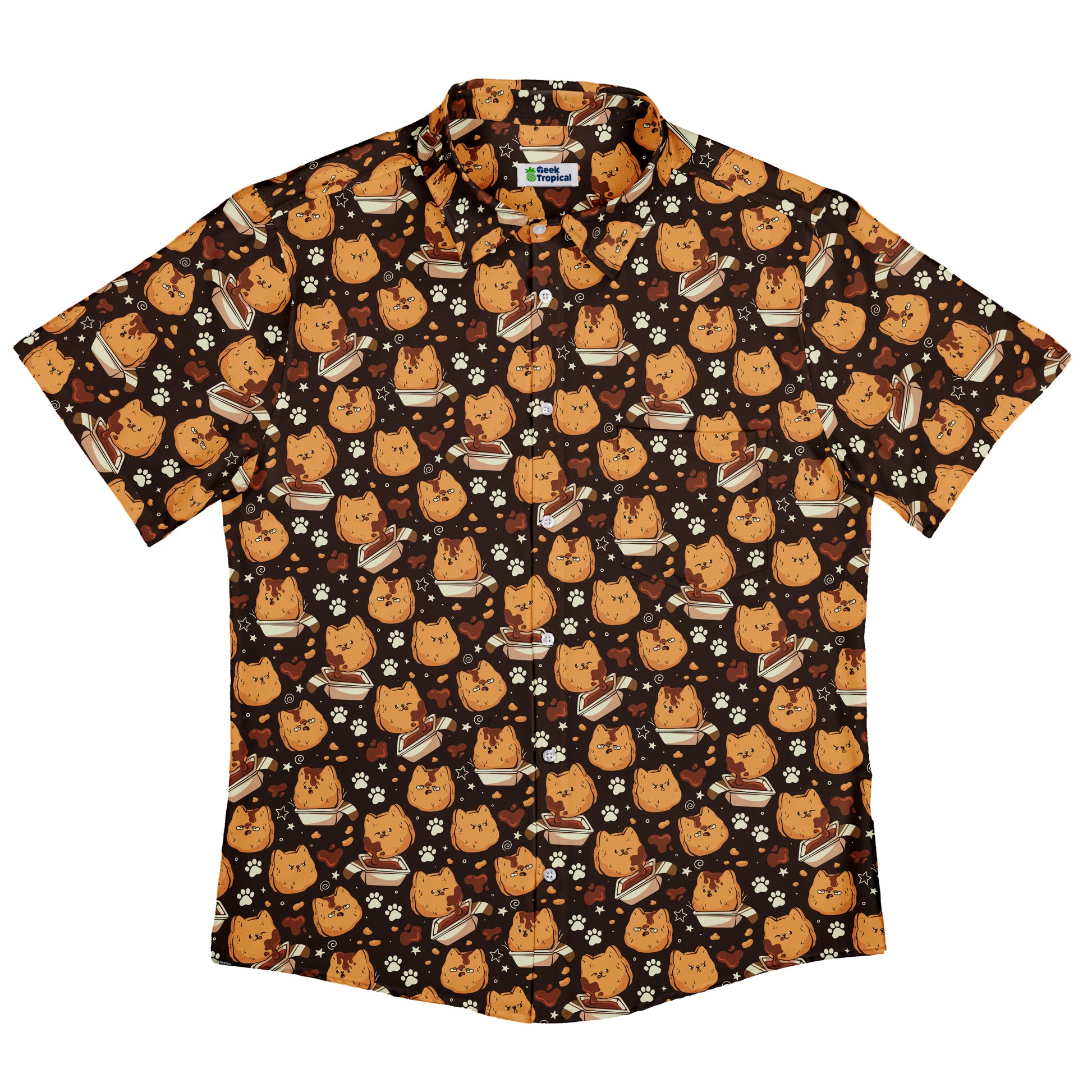 Kitten Nuggets Button Up Shirt Flat Front