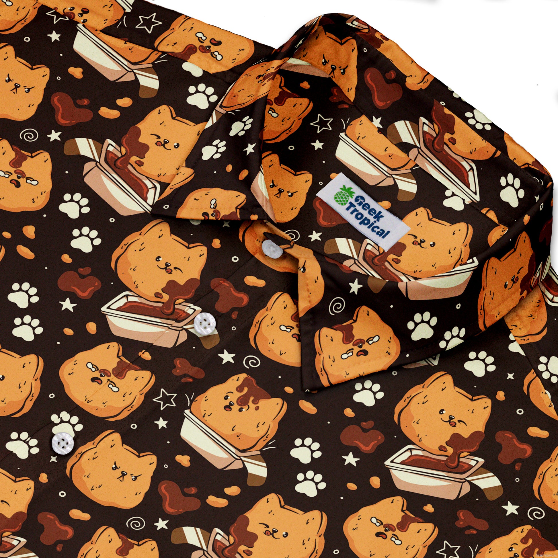 Kitten Nuggets Button Up Shirt Neck