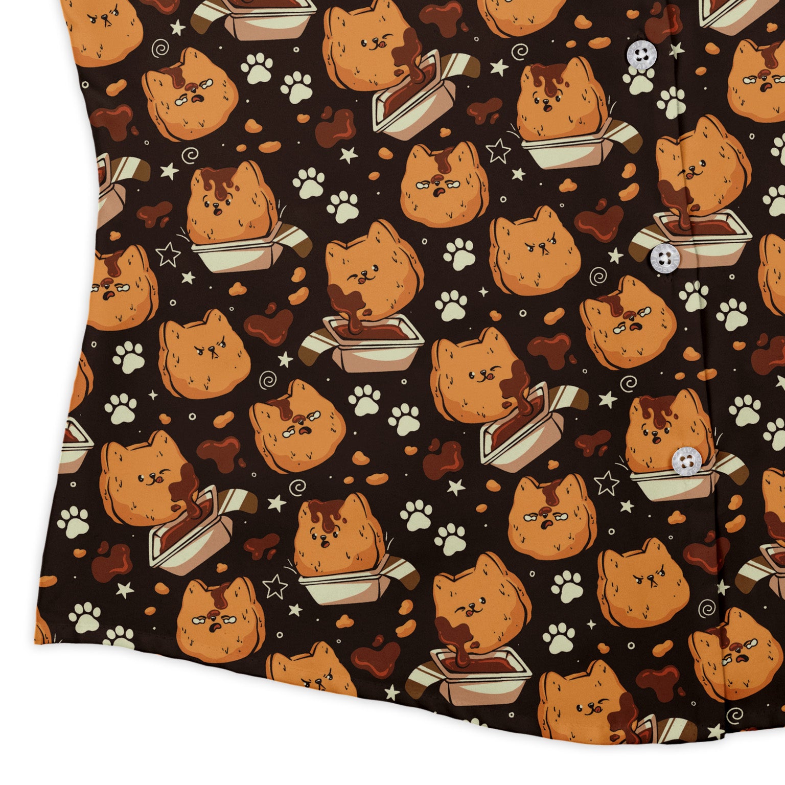 Kitten Nuggets Curvy Button Up Shirt womens corner
