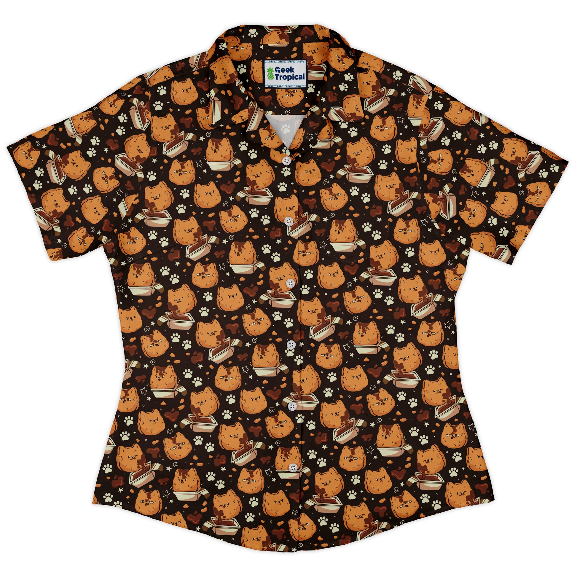 Kitten Nuggets Curvy Button Up Shirt womens front