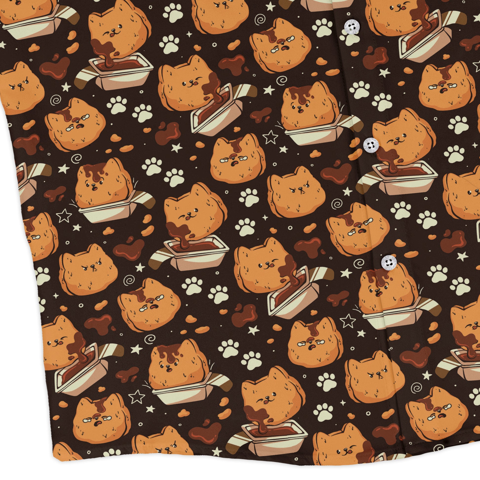 Kitten Nuggets Long Sleeve Button Up Shirt corner