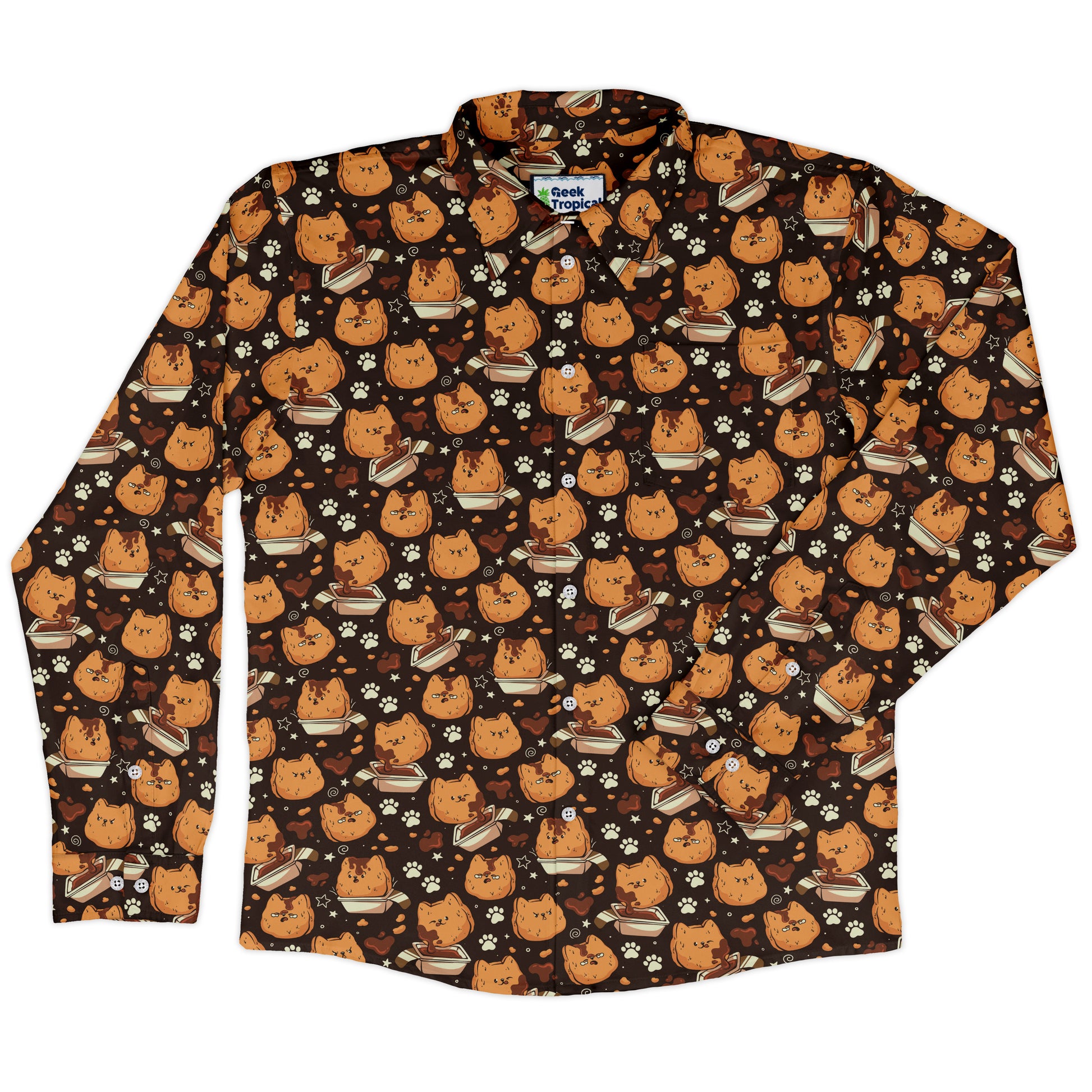 Kitten Nuggets Long Sleeve Button Up Shirt front