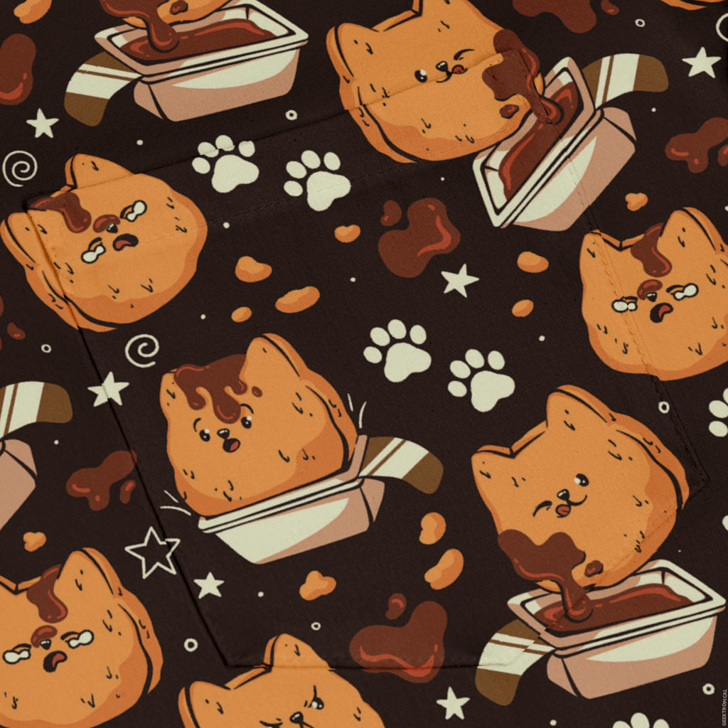 Kitten Nuggets Long Sleeve Button Up Shirt pocket
