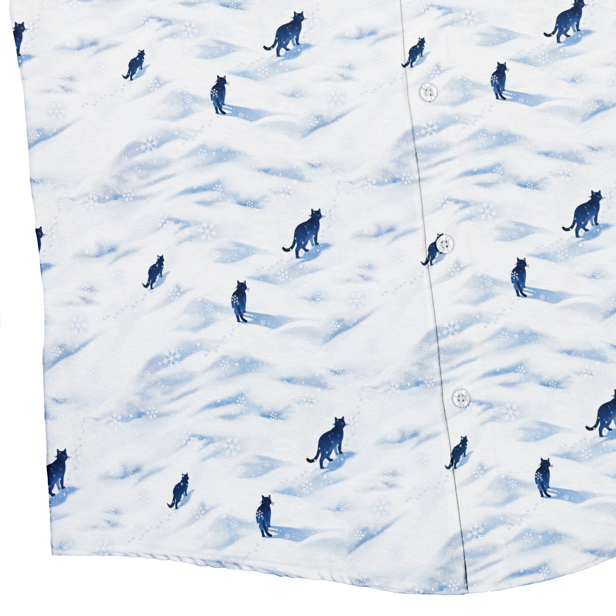 Kitty Snow Trail Button Up Shirt Bottom Corner