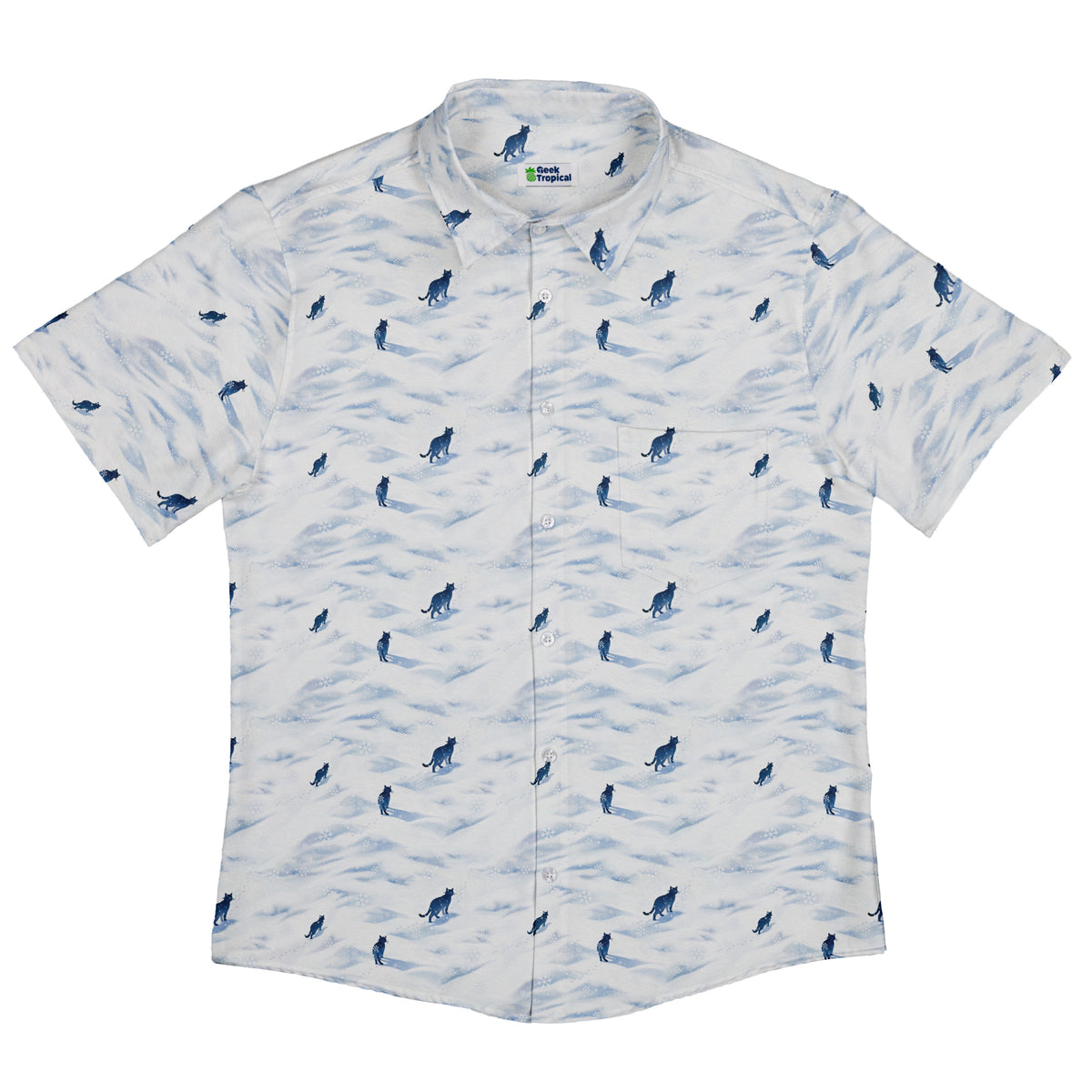 Kitty Snow Trail Button Up Shirt Flat Front