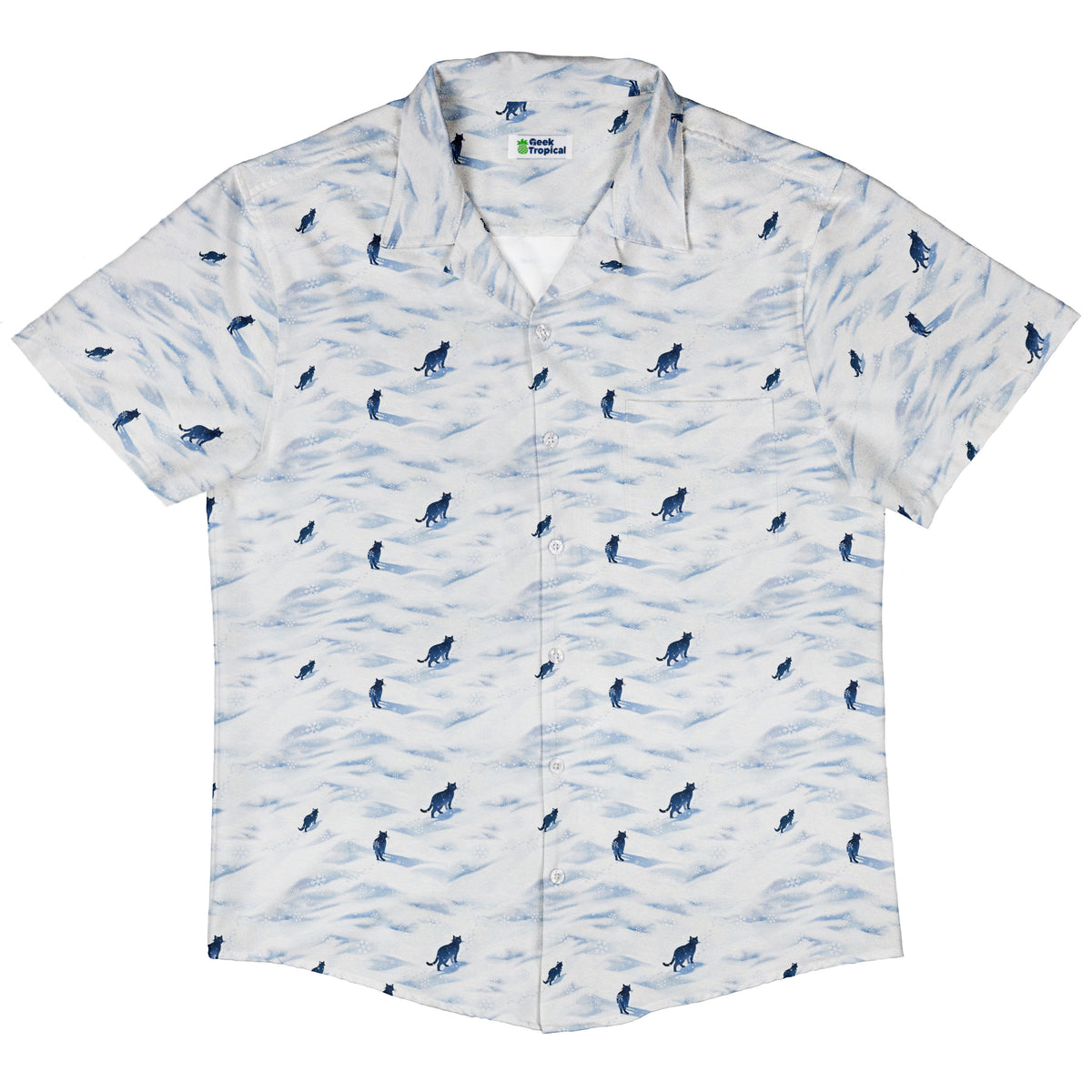 Kitty Snow Trail Button Up Shirt Hawaiian Front