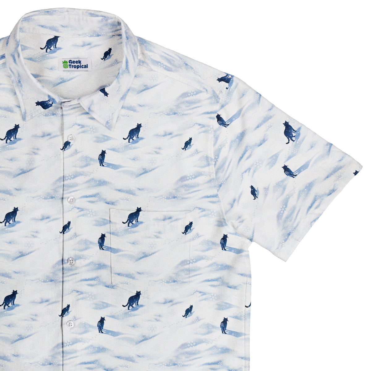 Kitty Snow Trail Button Up Shirt Top Corner