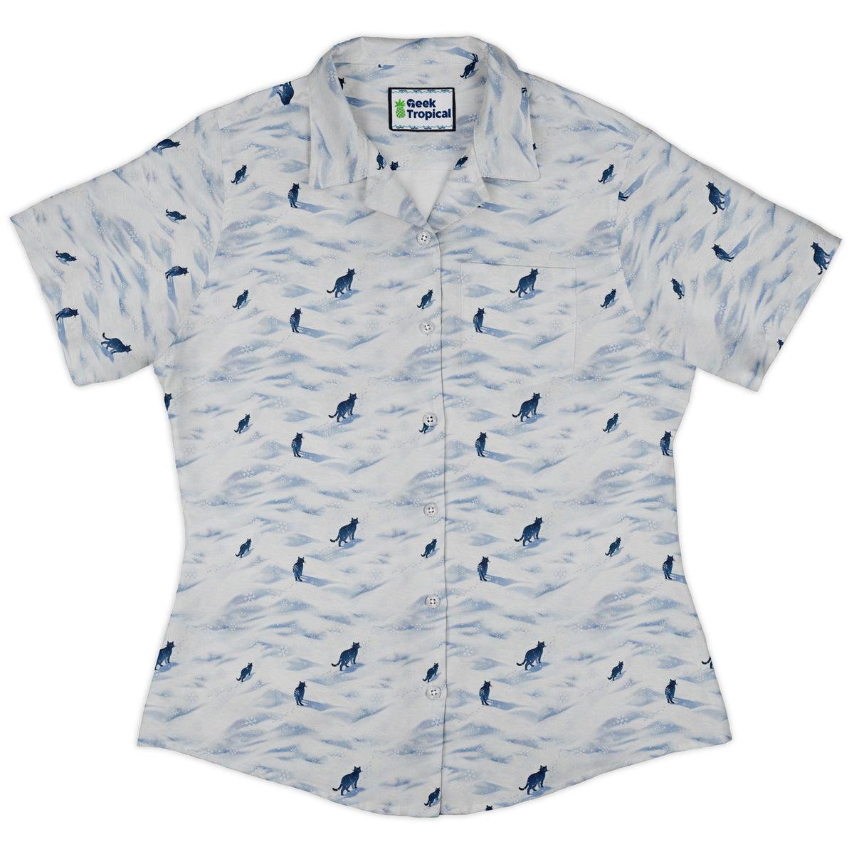 Kitty Snow Trail Curvy Button Up Shirt womens front
