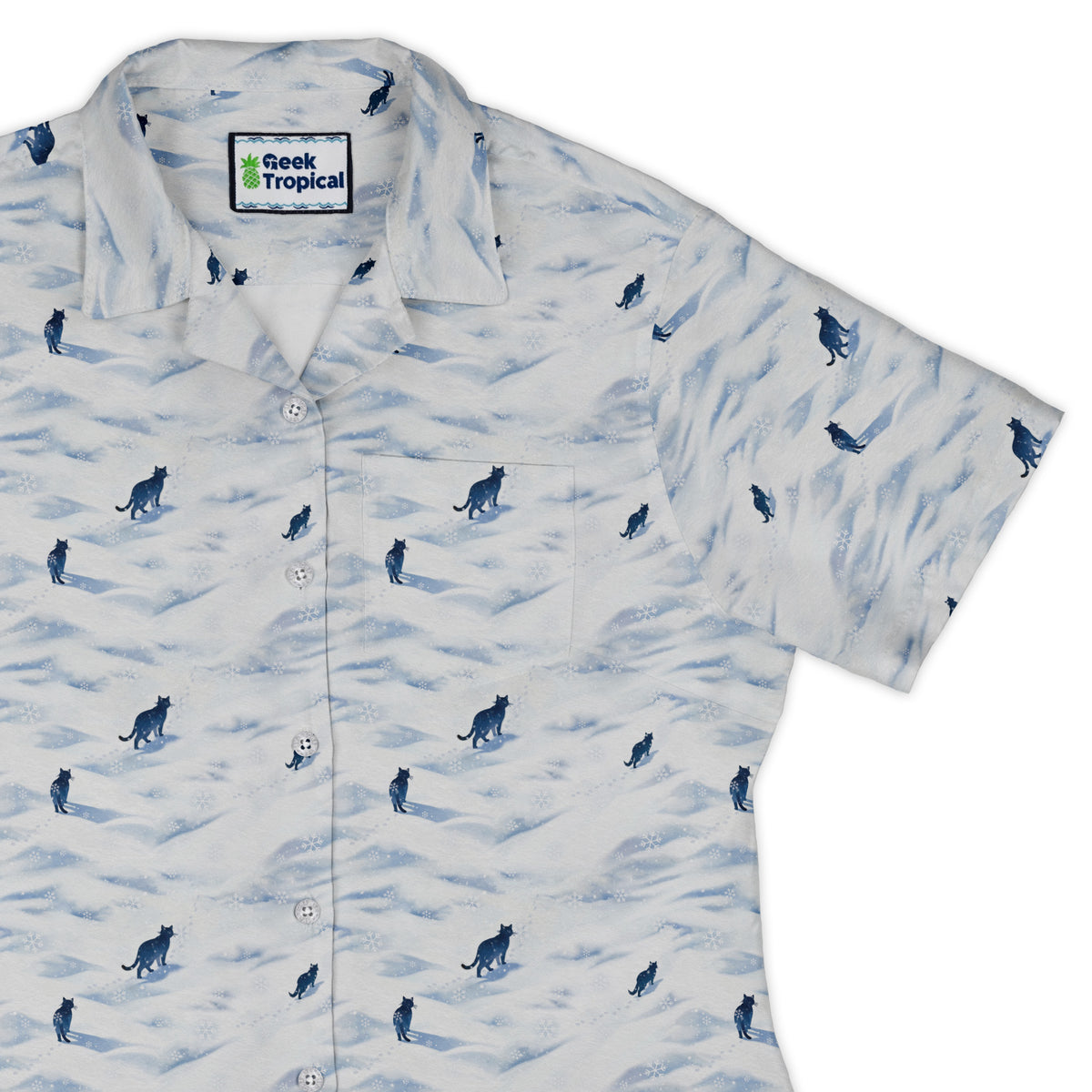 Kitty Snow Trail Curvy Button Up Shirt womens top right