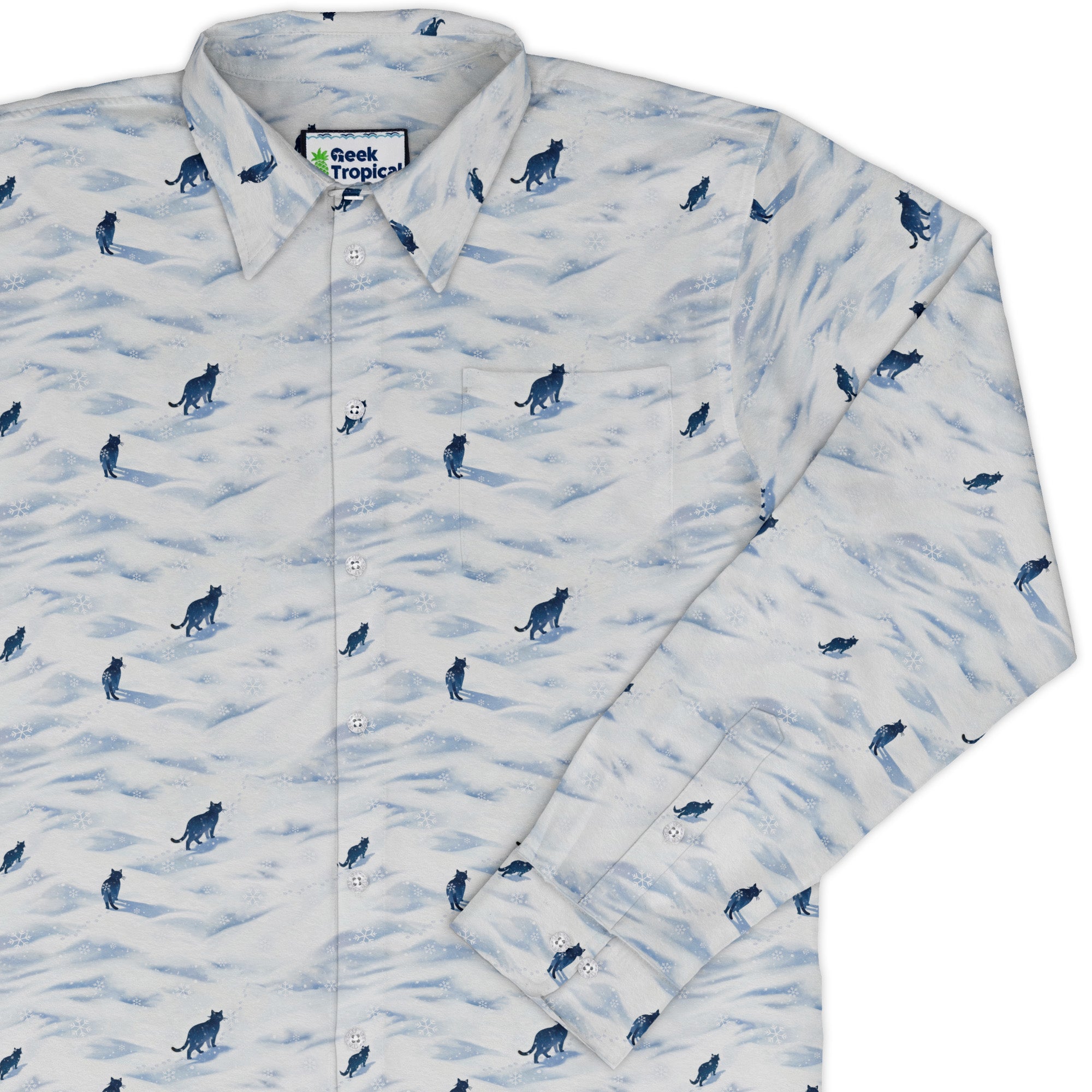 Kitty Snow Trail Long Sleeve Button Up Shirt cover