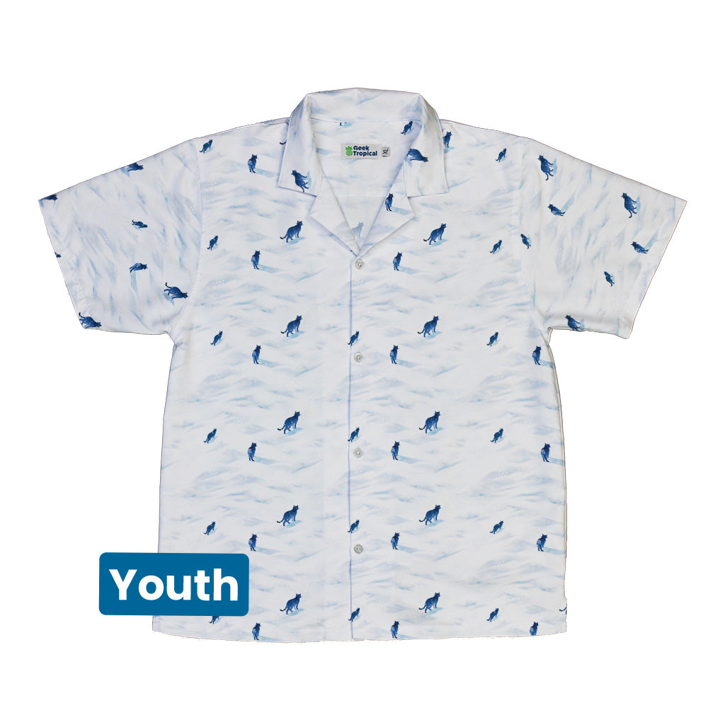 Kitty Snow Trail Youth Hawaiian Shirt Front
