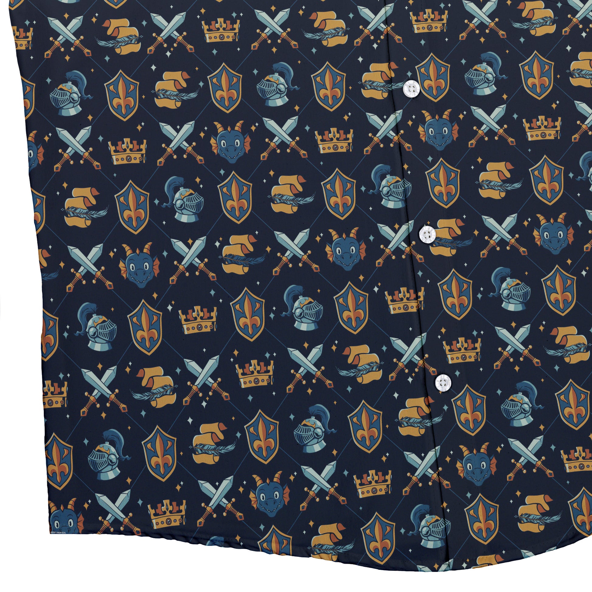 Knight Quest Crest Button Up Shirt Bottom Corner