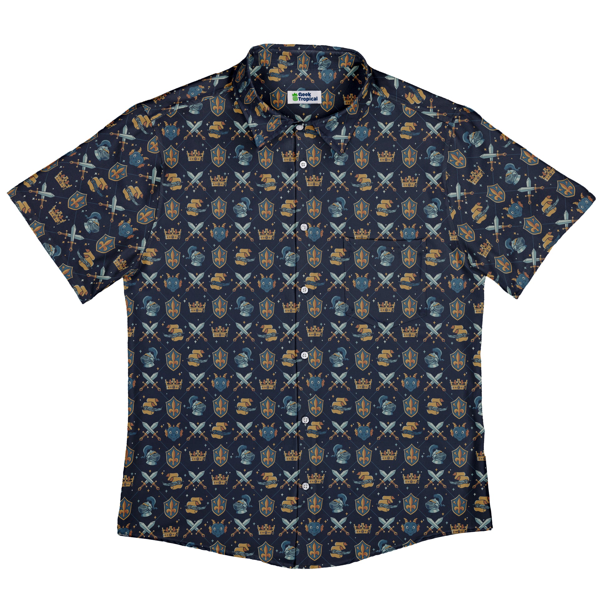 Knight Quest Crest Button Up Shirt Flat Front