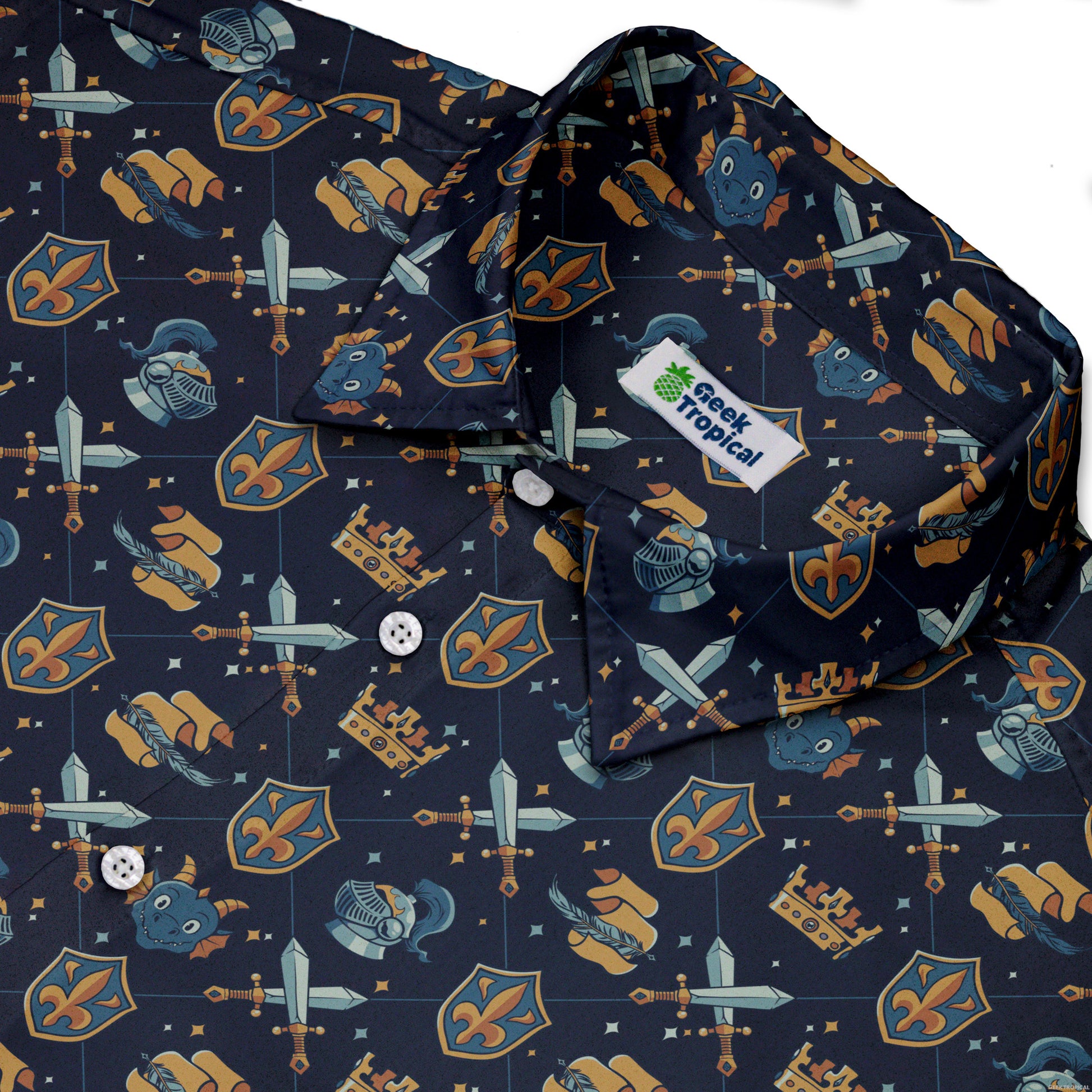 Knight Quest Crest Button Up Shirt Neck