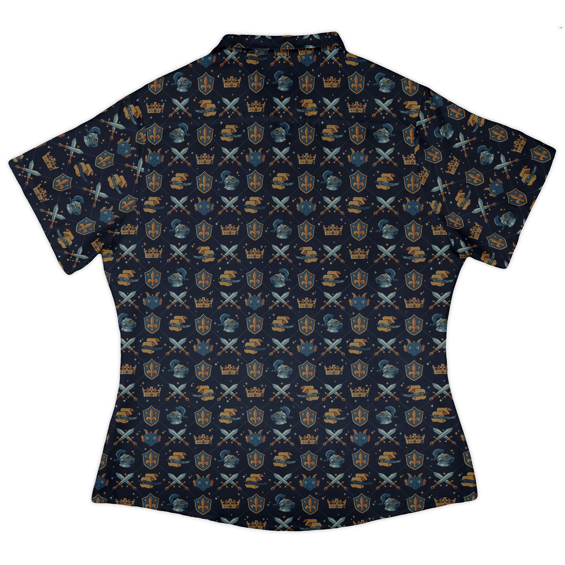 Knight Quest Crest Curvy Button Up Shirt womens back