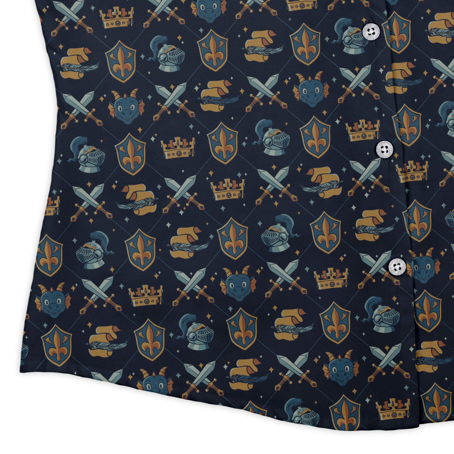Knight Quest Crest Curvy Button Up Shirt womens corner