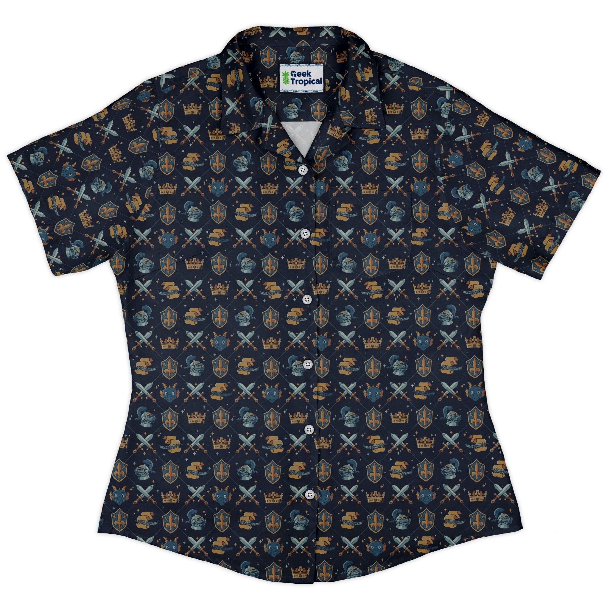 Knight Quest Crest Curvy Button Up Shirt 2