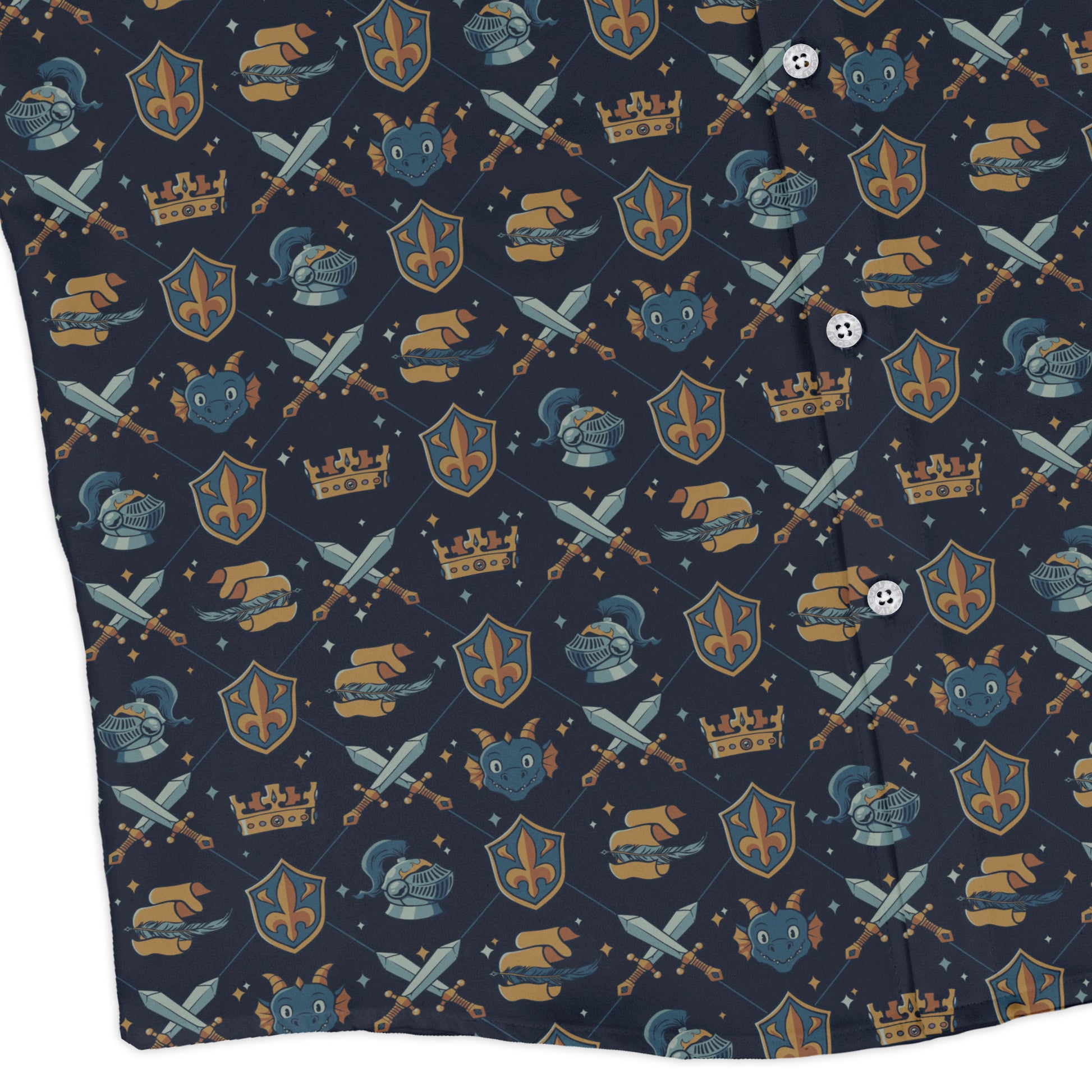 Knight Quest Crest Long Sleeve Button Up Shirt corner