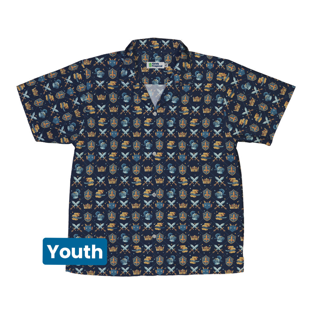 Knight Quest Crest Youth Hawaiian Shirt Front