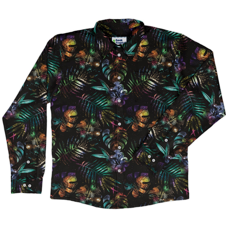 Knightly Fireworks Long Sleeve Button Up Shirt Geek Nerd adult sizing Designs by Nathan Fantasy Prints