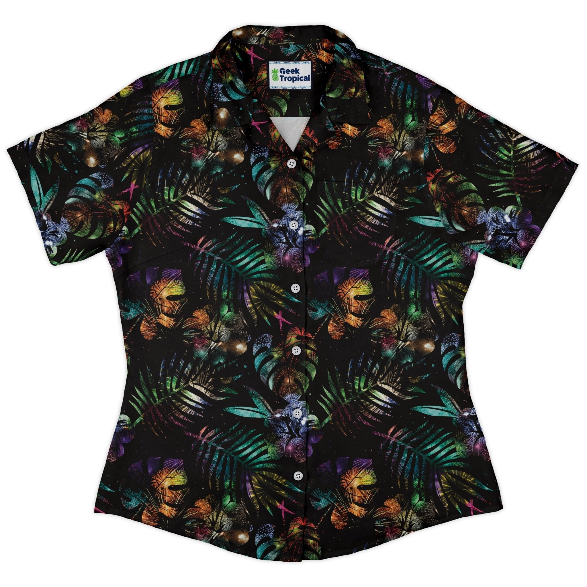 Knightly Fireworks Curvy Button Up Shirt Geek Nerd Designs by Nathan Fantasy Prints Q3