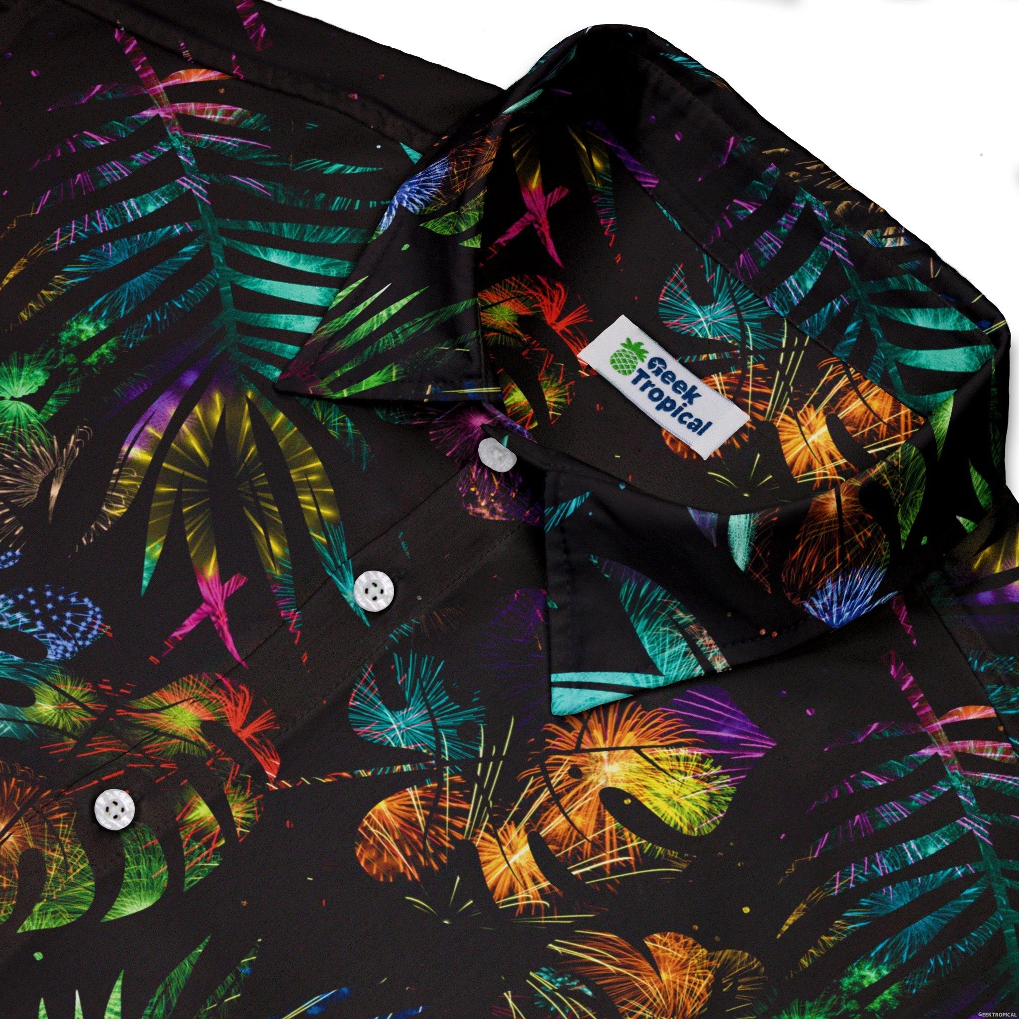 Knightly Fireworks Button Up Shirt - adult sizing - Botany Print - Designs by Nathan