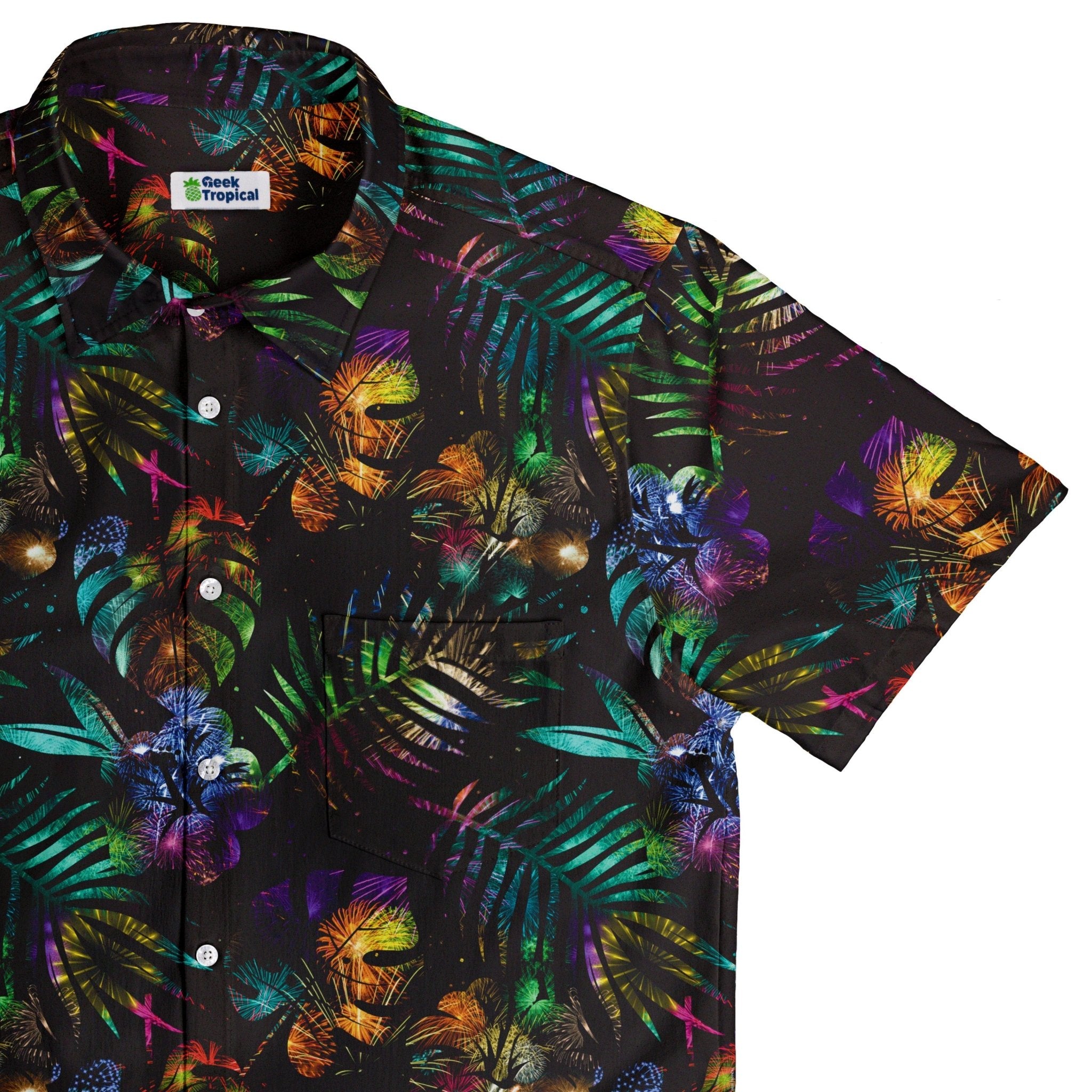 Knightly Fireworks Button Up Shirt - adult sizing - Botany Print - Designs by Nathan