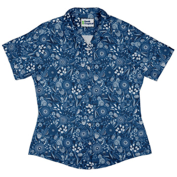 Koala Floral Curvy Button Up Shirt Geek Nerd animal patterns botany print Design by Zirkus Design