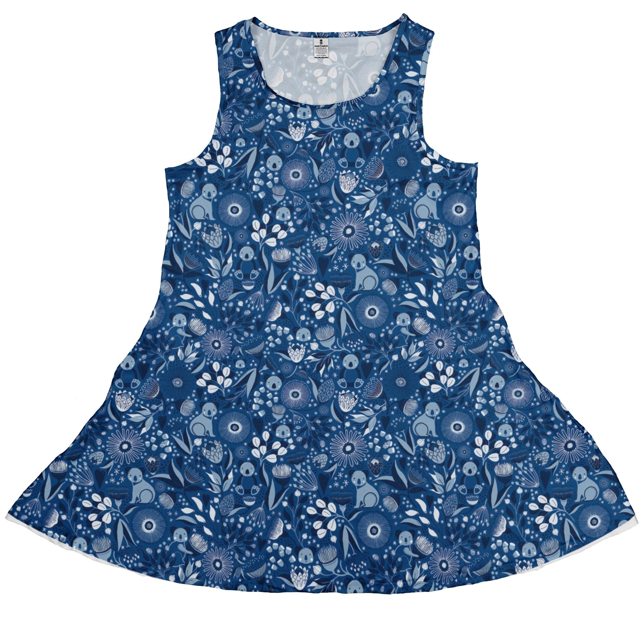 Koala Floral Dress Geek Nerd animal patterns botany print Design by Zirkus Design
