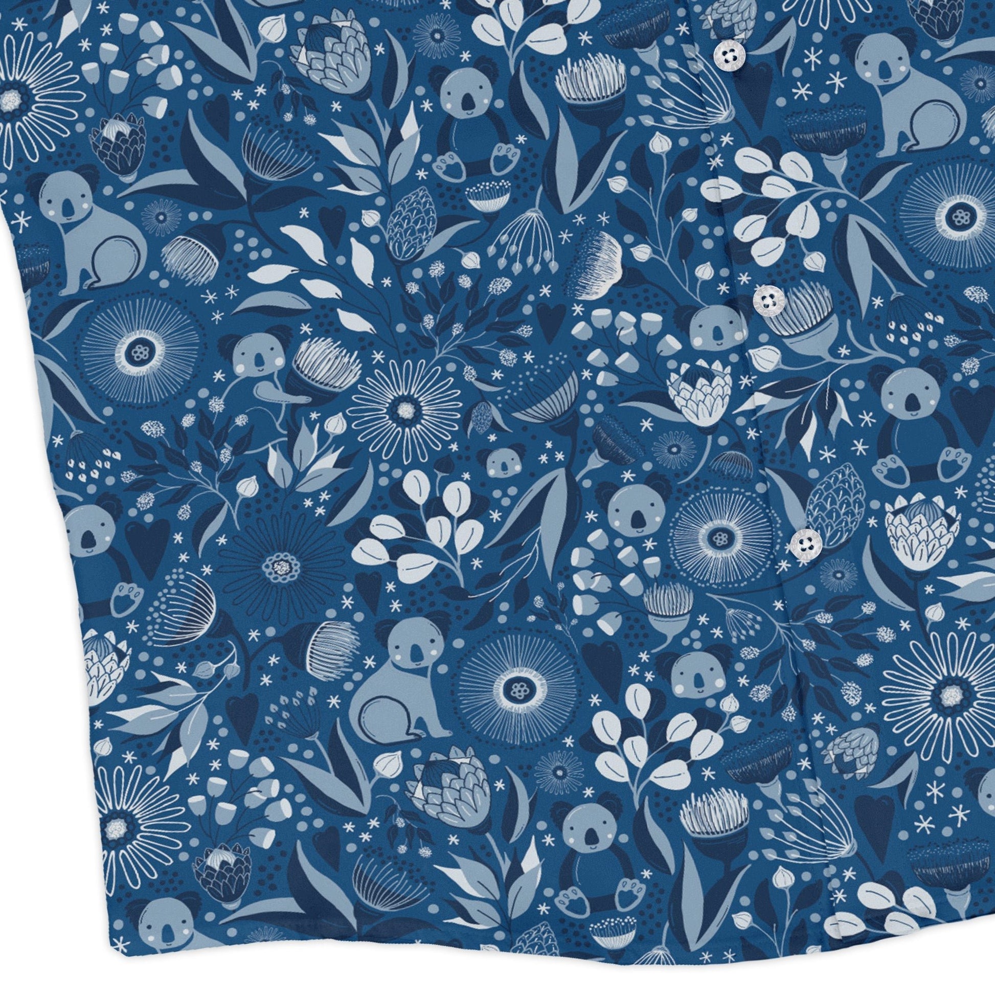 Koala Floral Long Sleeve Button Up Shirt Geek Nerd adult sizing animal patterns botany print