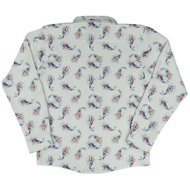 Koi Lake Long Sleeve Button Up Shirt Geek Nerd 0925 adult sizing All Adult Button Up Shirts