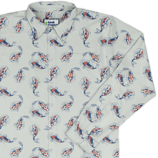 Koi Lake Long Sleeve Button Up Shirt Geek Nerd 0925 adult sizing All Adult Button Up Shirts