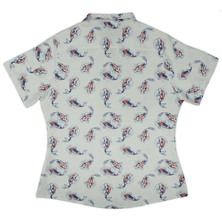 Koi Lake Curvy Button Up Shirt Geek Nerd 0925 All Adult Button Up Shirts Animal Patterns