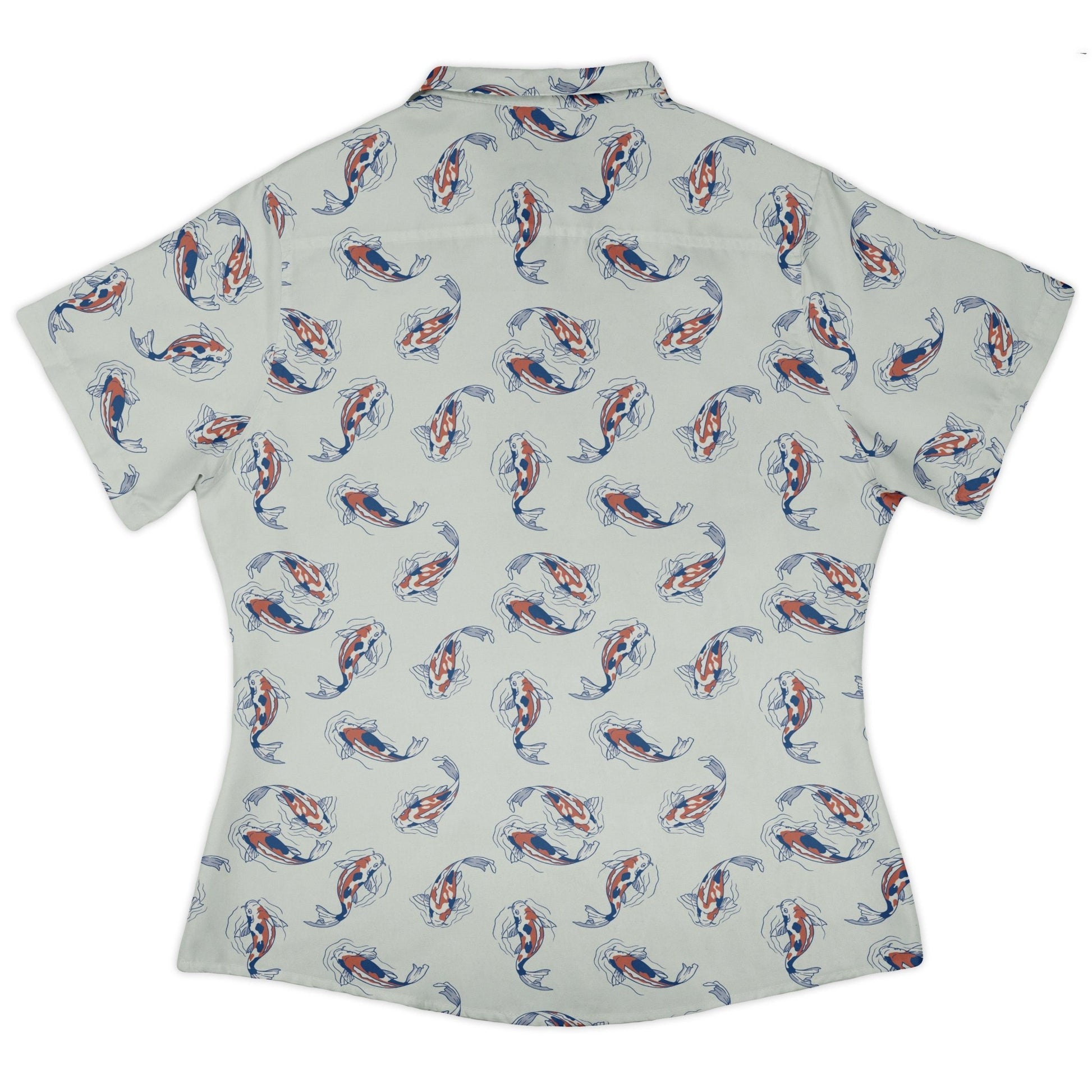 Koi Lake Curvy Button Up Shirt Geek Nerd 0925 All Adult Button Up Shirts Animal Patterns