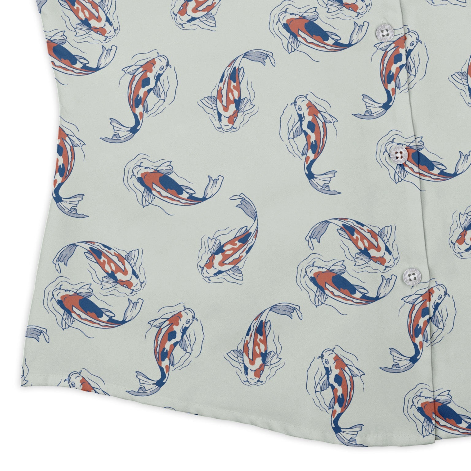 Koi Lake Curvy Button Up Shirt Geek Nerd 0925 All Adult Button Up Shirts Animal Patterns