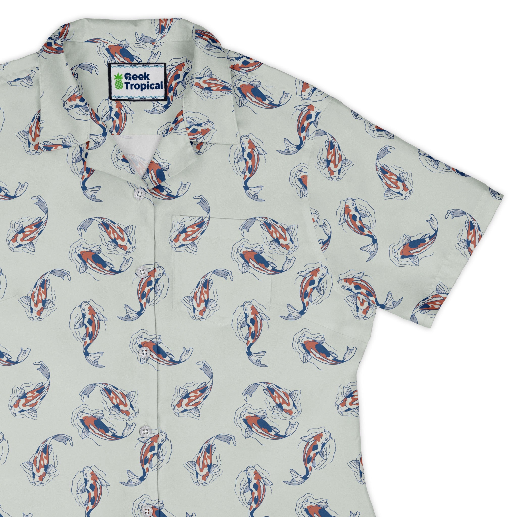 Koi Lake Curvy Button Up Shirt Geek Nerd 0925 All Adult Button Up Shirts Animal Patterns