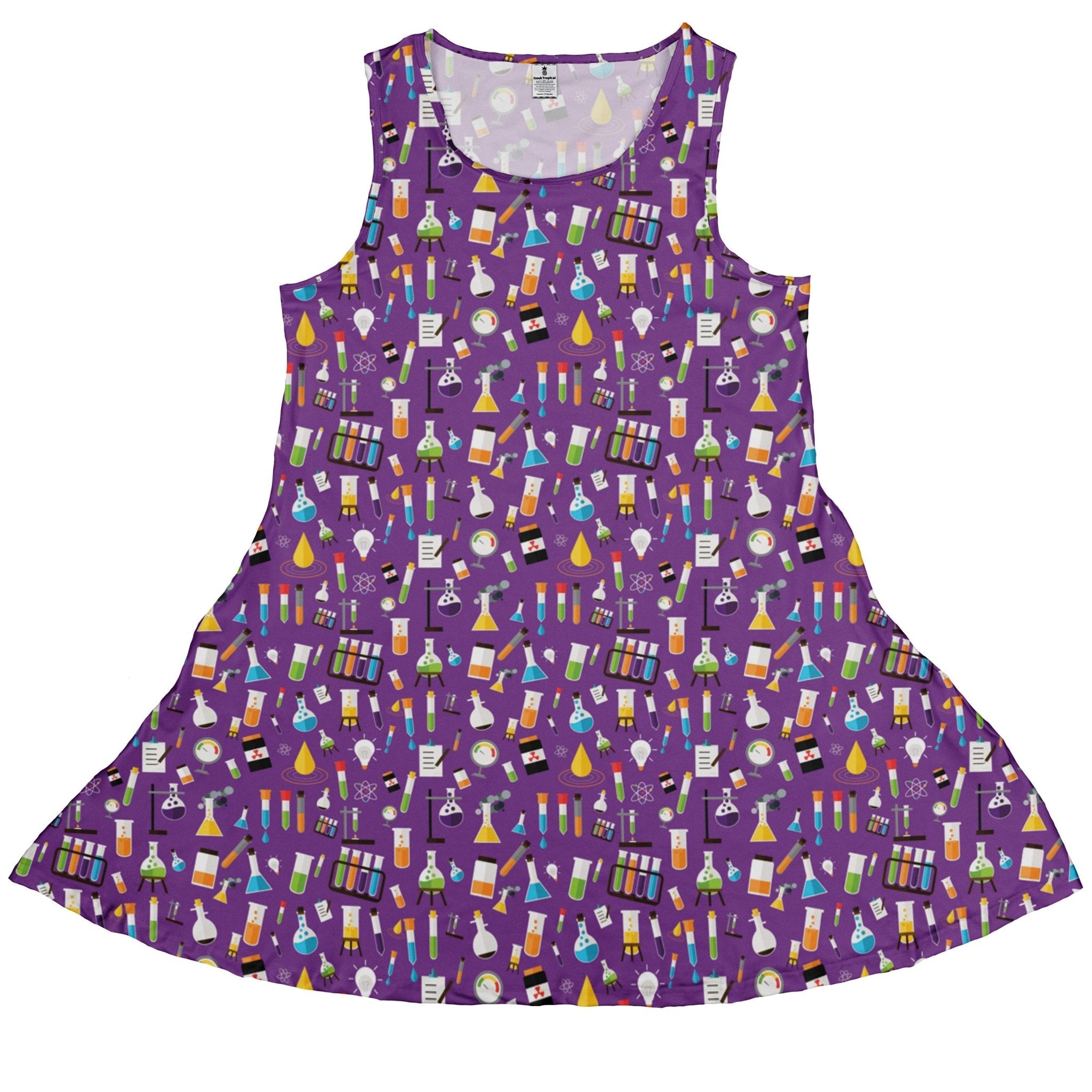 Lab Beakers Purple Science Dress Geek Nerd lx - C Maximalist Patterns science print