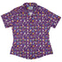 Lab Beakers Purple Science Curvy Button Up Shirt Geek Nerd Maximalist Patterns science print women