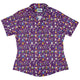 Lab Beakers Purple Science Curvy Button Up Shirt Geek Nerd Maximalist Patterns science print women