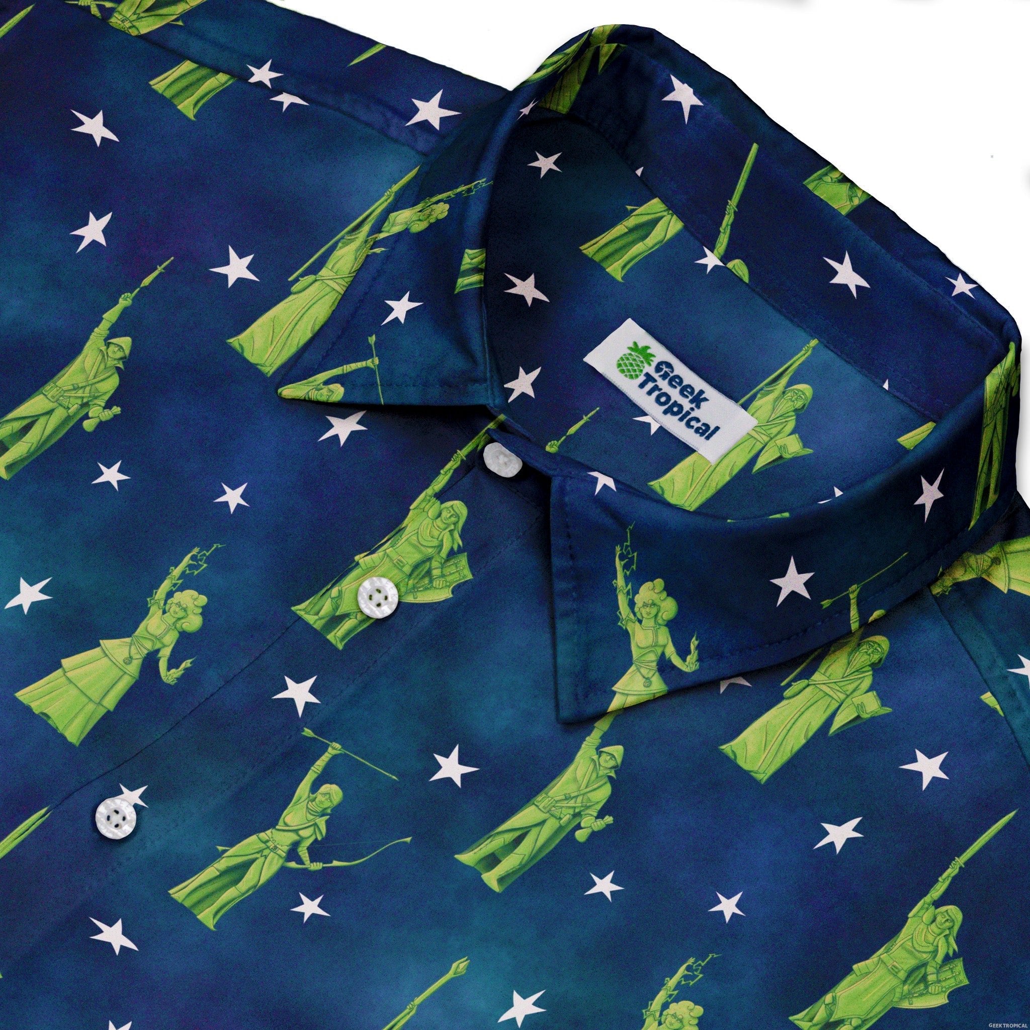 Lady Liberty Dnd Class Button Up Shirt - adult sizing - Designs by Nathan - dnd & rpg print