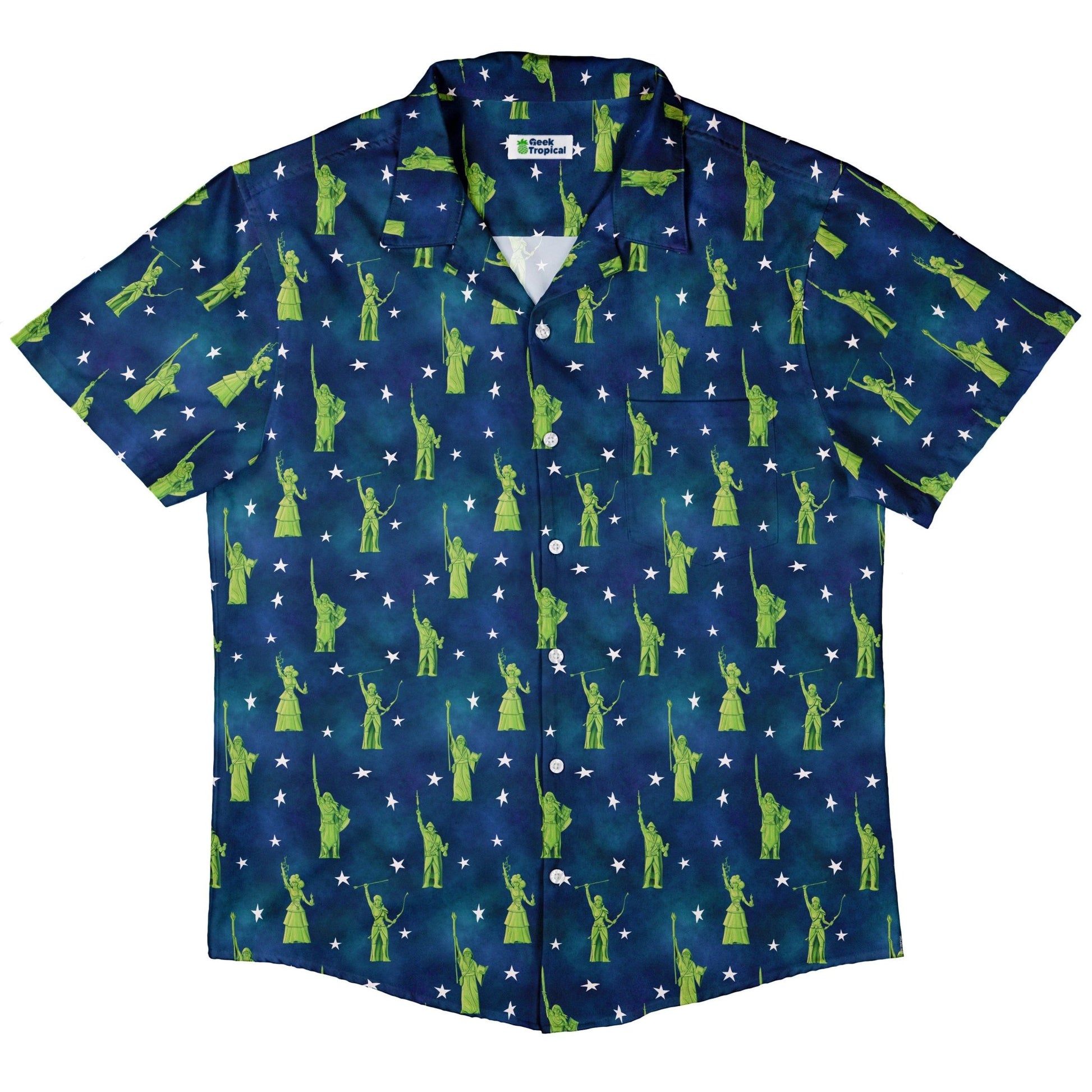 Lady Liberty Dnd Class Button Up Shirt - adult sizing - Designs by Nathan - dnd & rpg print