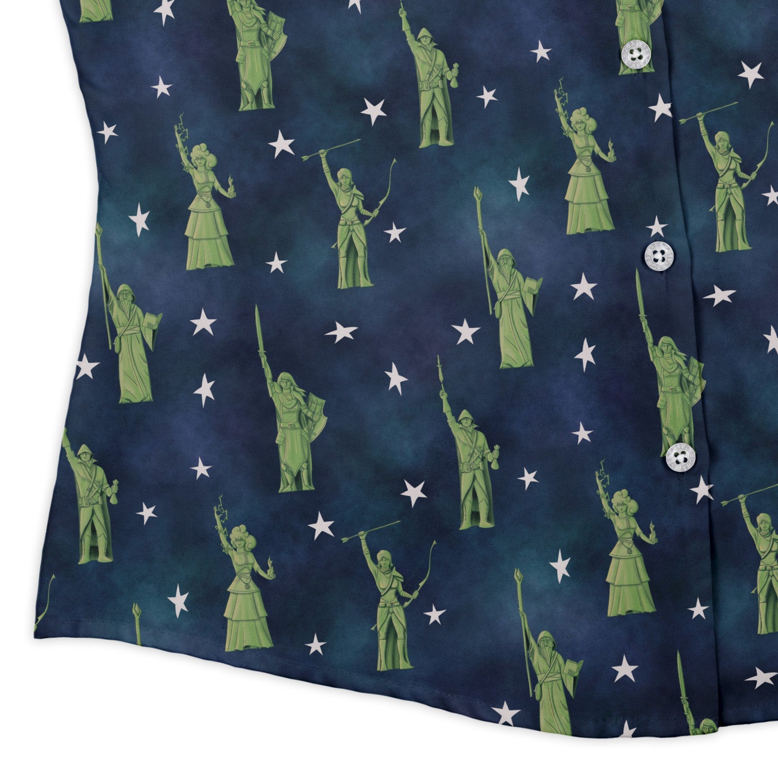 Lady Liberty Dnd Class Curvy Button Up Shirt Geek Nerd Designs by Nathan dnd & rpg print women