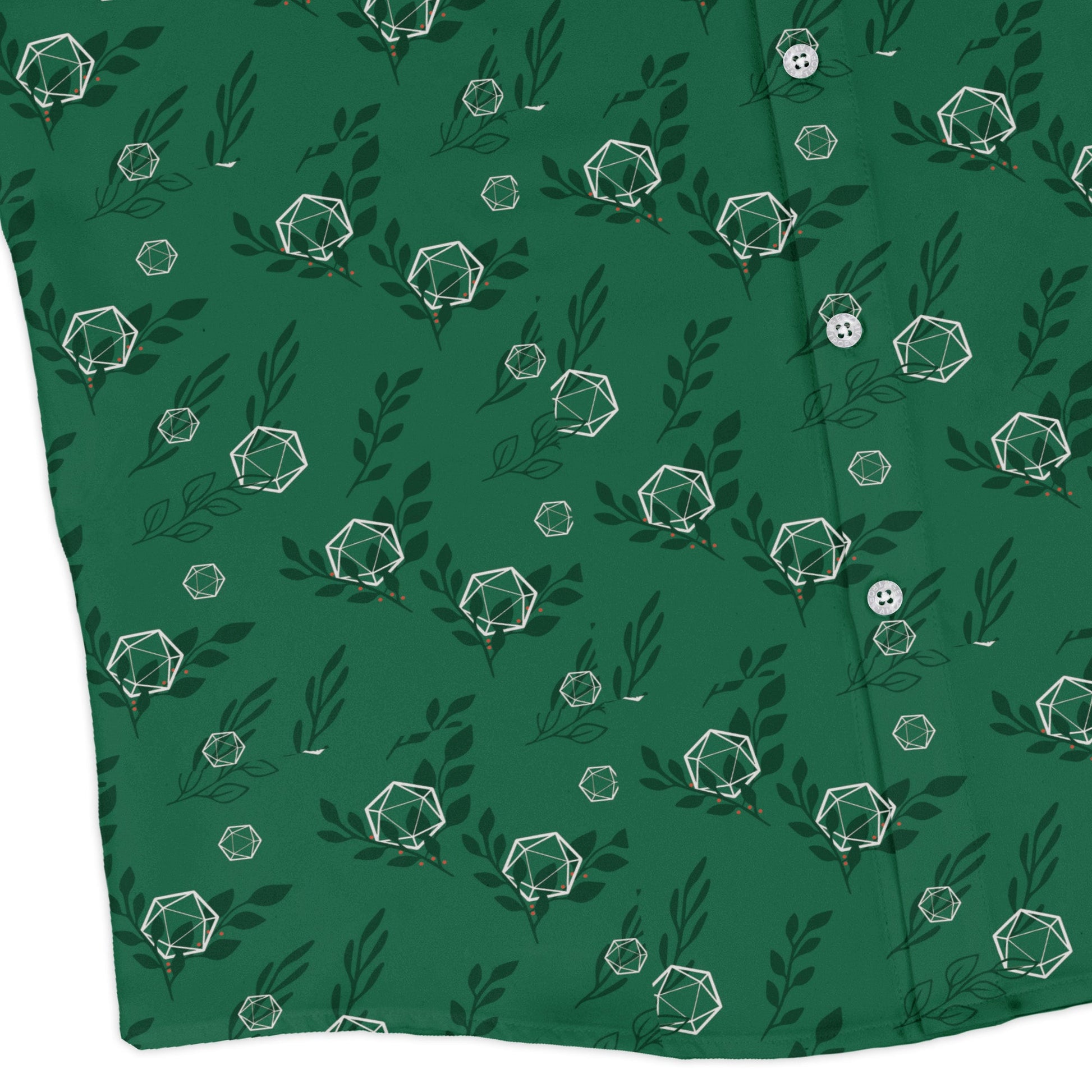 Leafy Green Dice Long Sleeve Button Up Shirt Geek Nerd adult sizing Botany Print Design by Heather Davenport