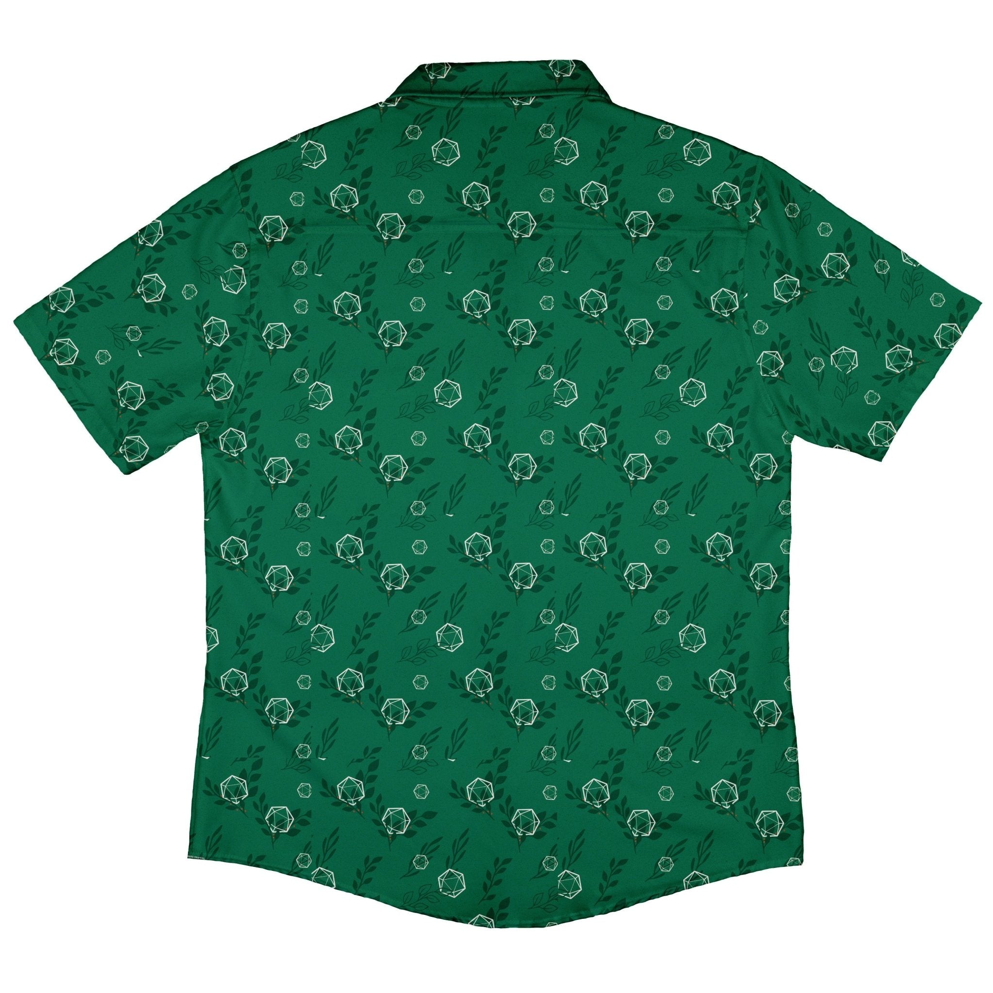 Leafy Green Dice Button Up Shirt - adult sizing - Botany Print - Design by Heather Davenport