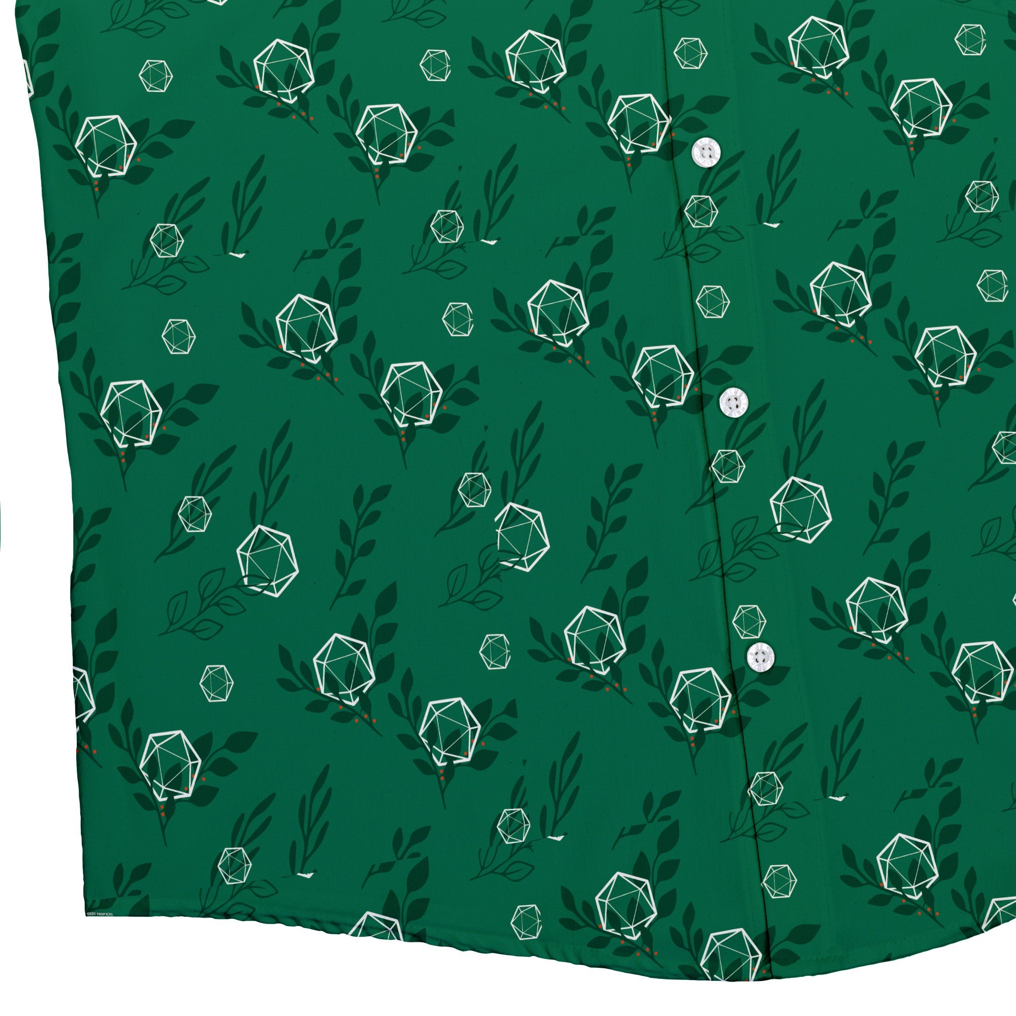 Leafy Green Dice Button Up Shirt - adult sizing - Botany Print - Design by Heather Davenport