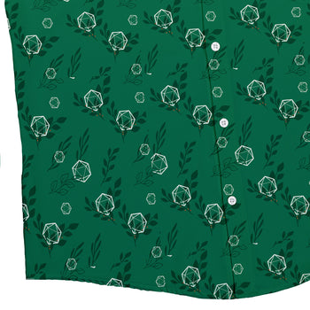 Leafy Green Dice Button Up Shirt - adult sizing - Botany Print - Design by Heather Davenport